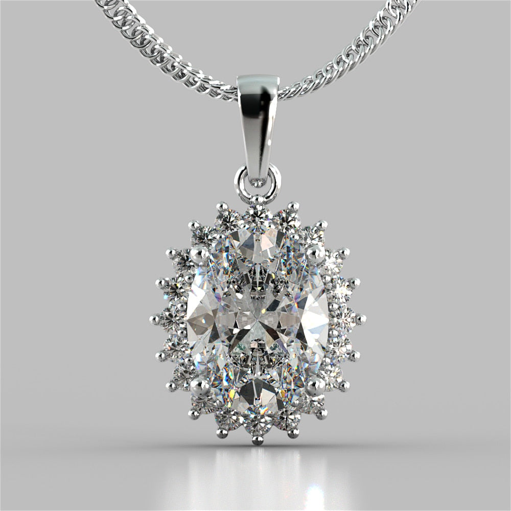 Oval Cut Halo Pendant