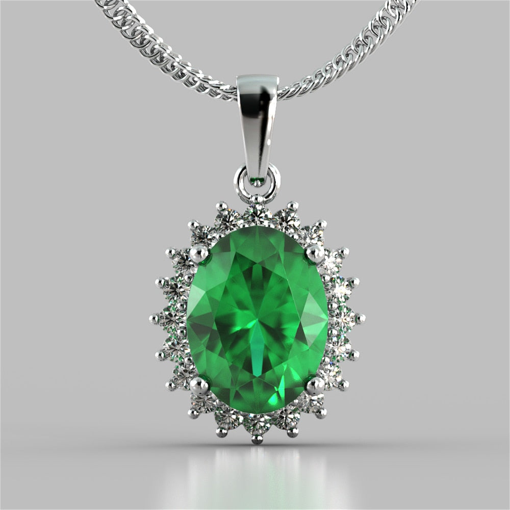 Oval Cut Halo Pendant