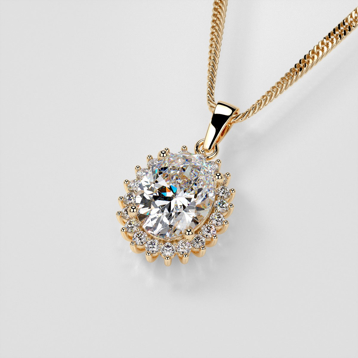 3.3CT Oval Cut Halo Pendant