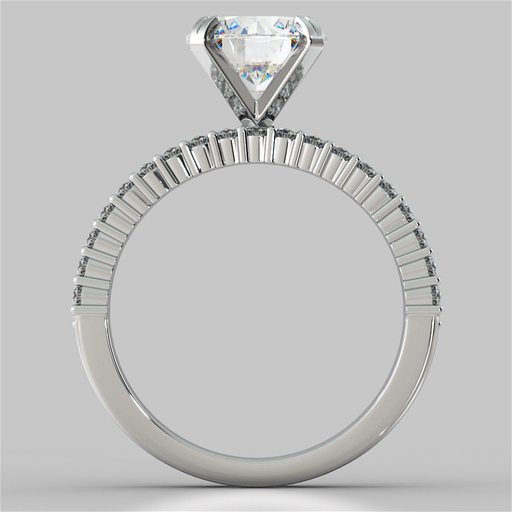 2.0CT Round Cut Lab grown Diamond Brilliant Pavé-Style Engagement Ring