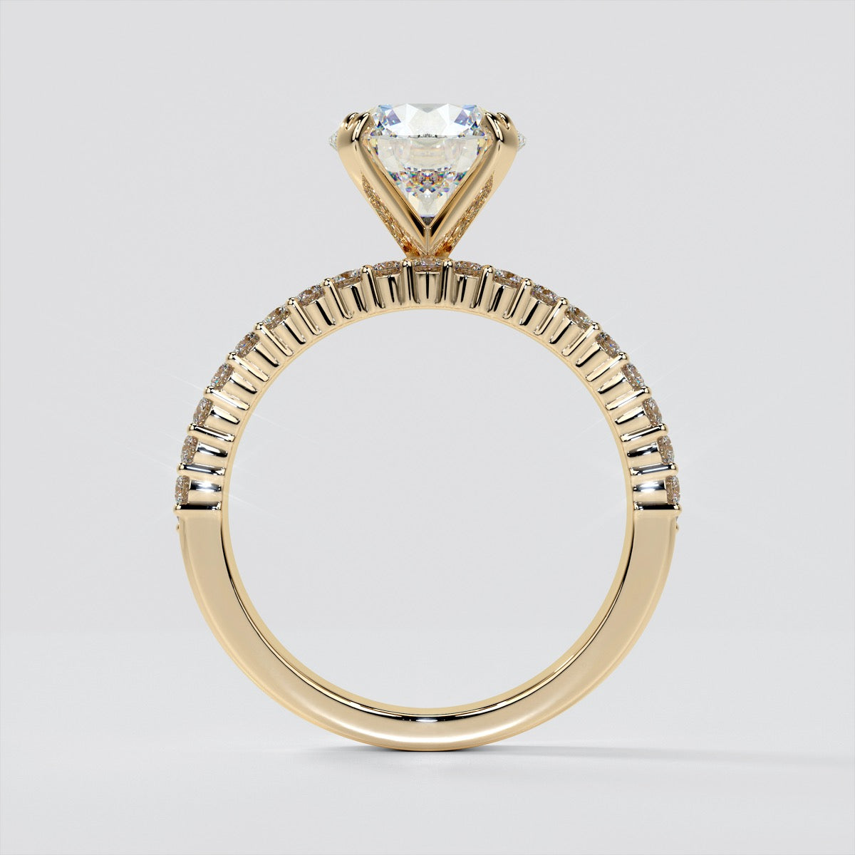 2.0CT Round Cut Lab grown Diamond Brilliant Pavé-Style Engagement Ring