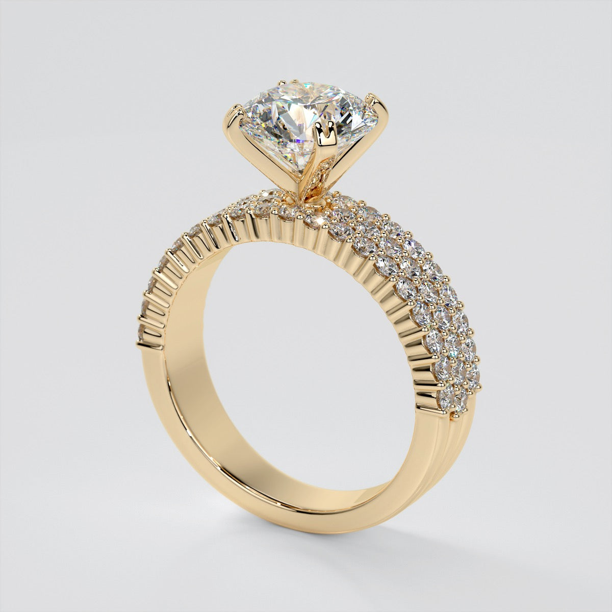 Round Cut Brilliant Pavé-Style Engagement Ring
