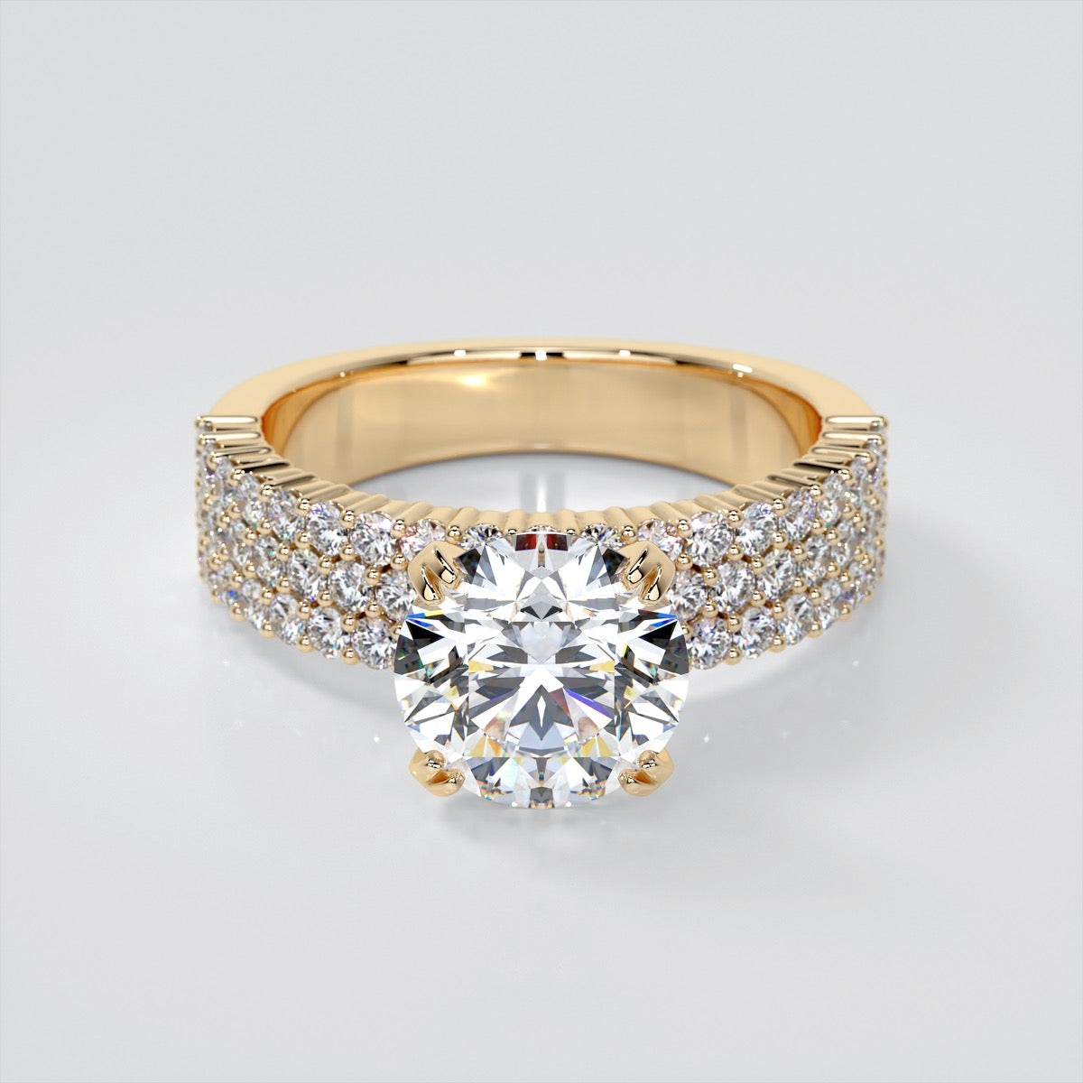2.0CT Round Cut Lab grown Diamond Brilliant Pavé-Style Engagement Ring