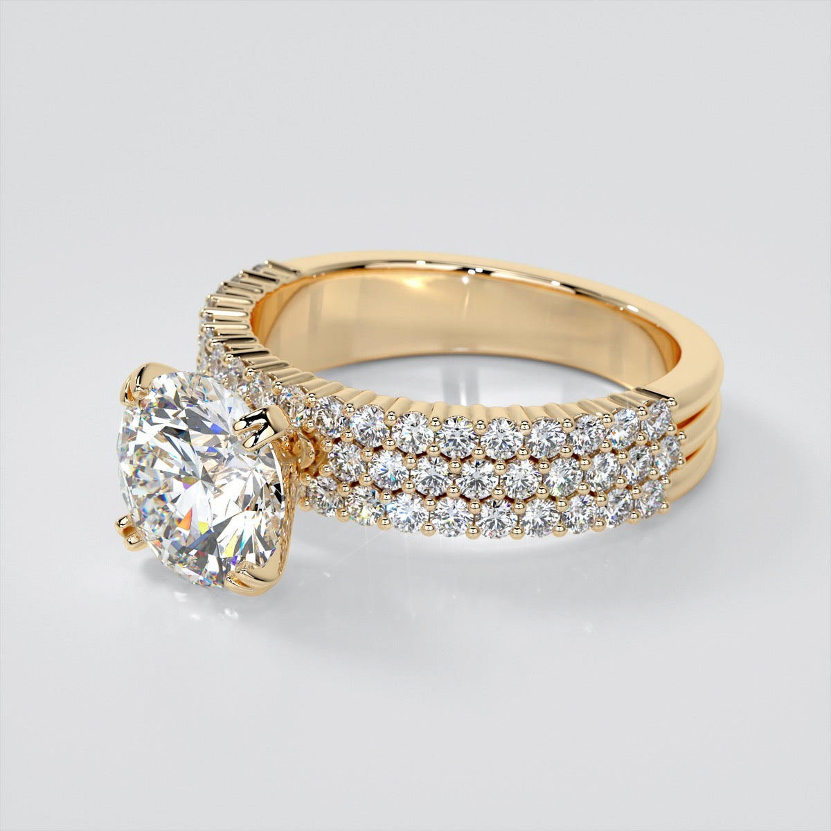 Round Cut Brilliant Pavé-Style Engagement Ring