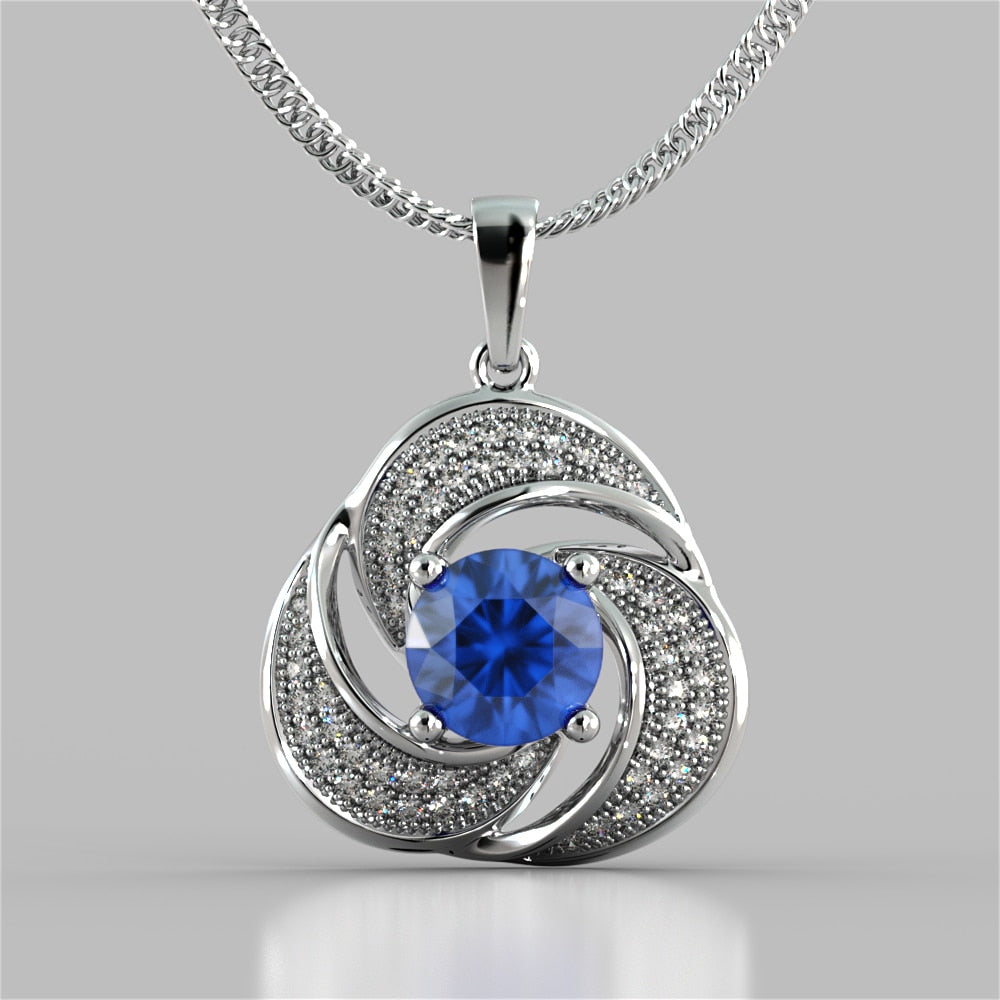 Round Cut Swirl Halo Pendant