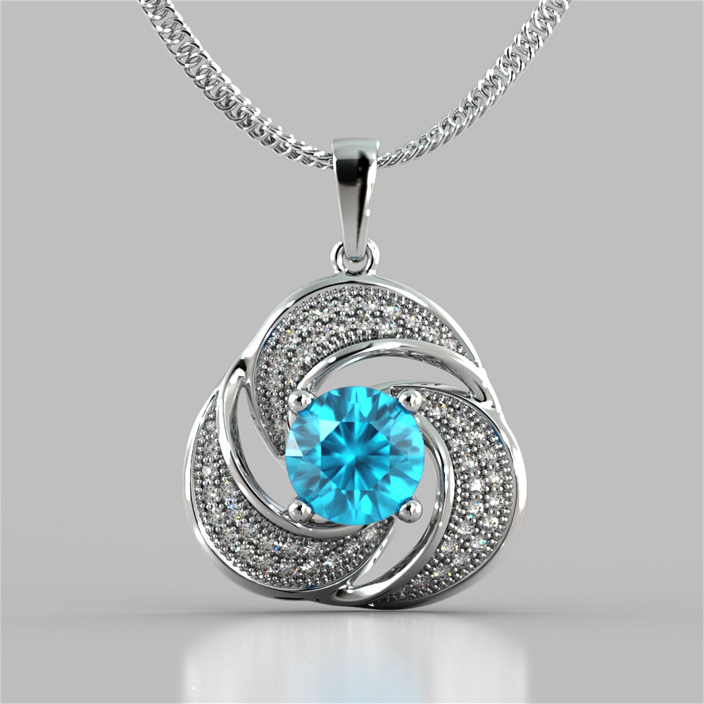 Round Cut Swirl Halo Pendant