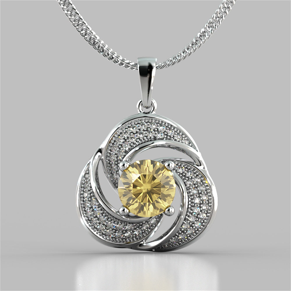 Round Cut Swirl Halo Pendant