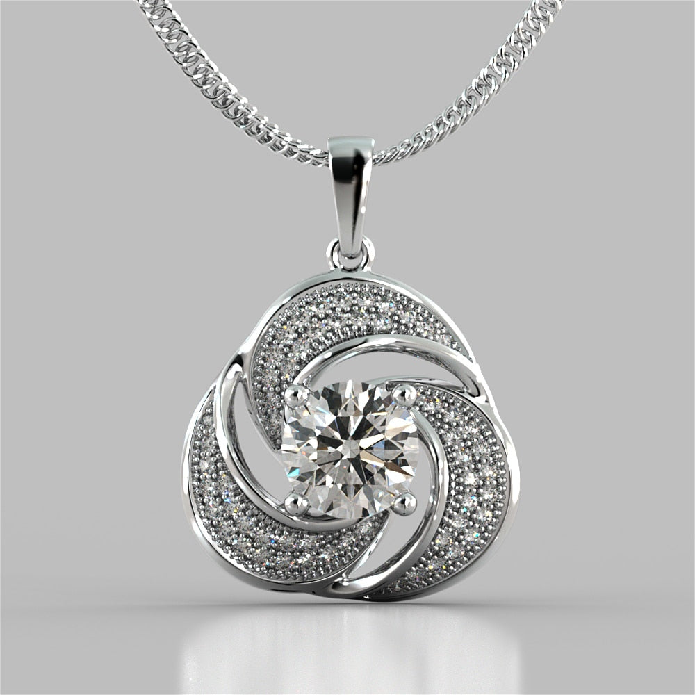 Round Cut Swirl Halo Pendant