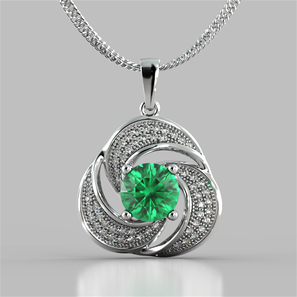 Round Cut Swirl Halo Pendant