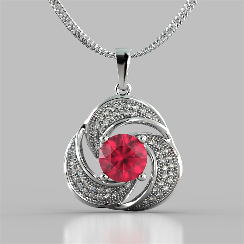 Round Cut Swirl Halo Pendant