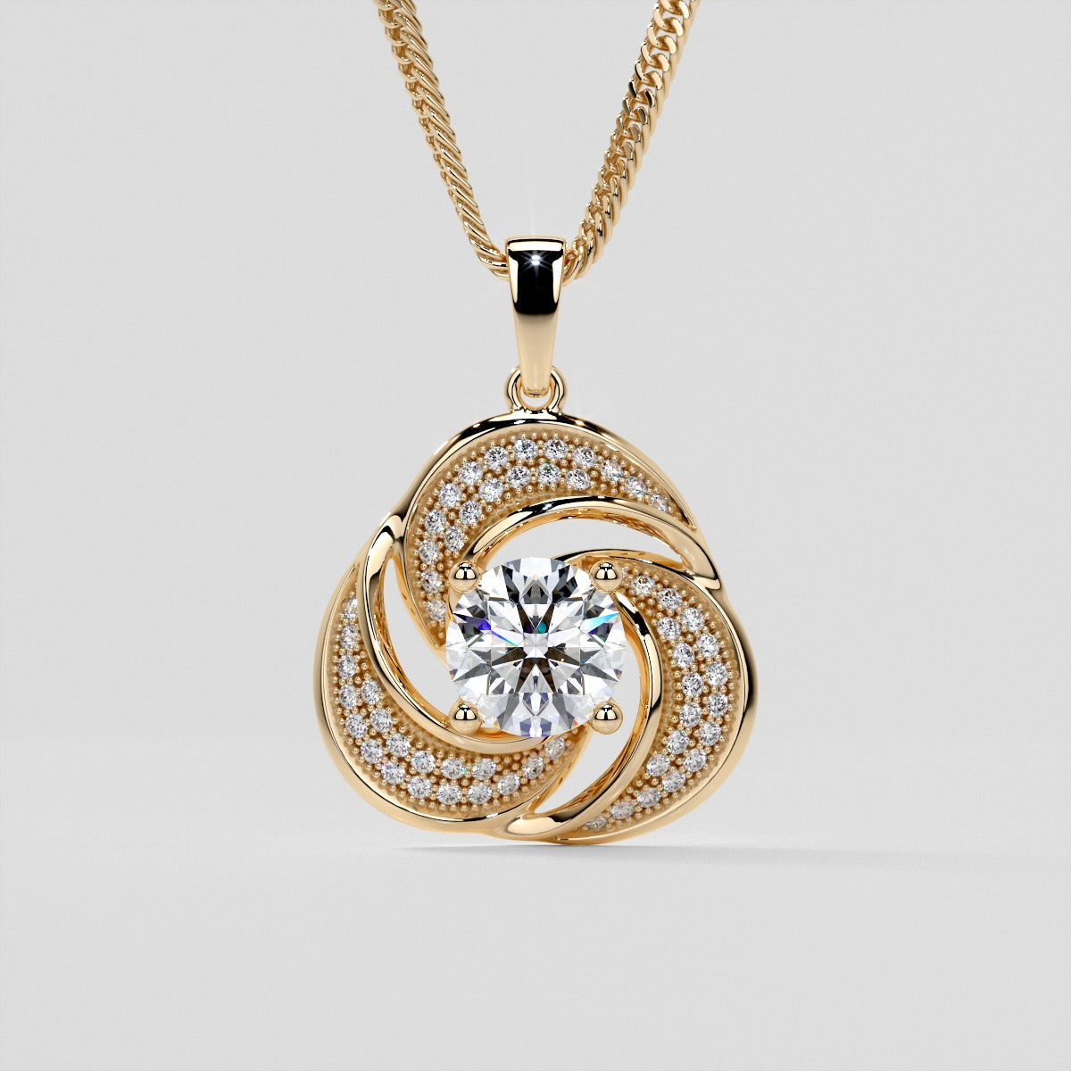 1.54CT Round Cut Swirl Halo Pendant