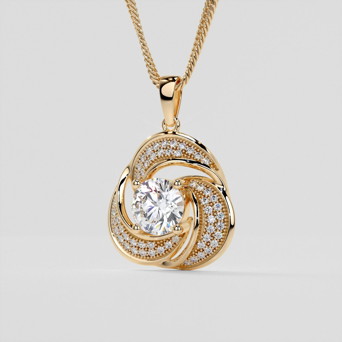 1.54CT Round Cut Swirl Halo Pendant