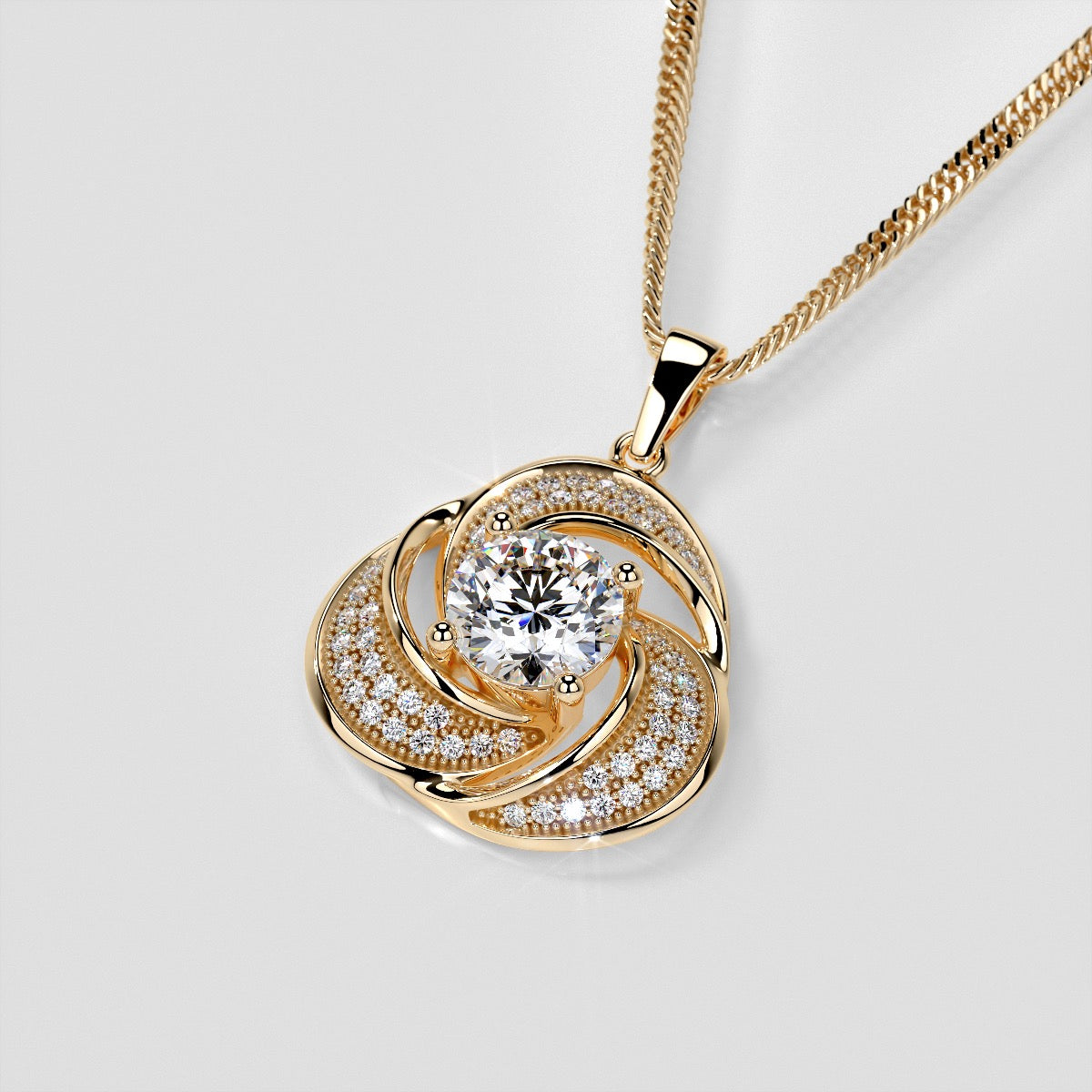 1.54CT Round Cut Swirl Halo Pendant