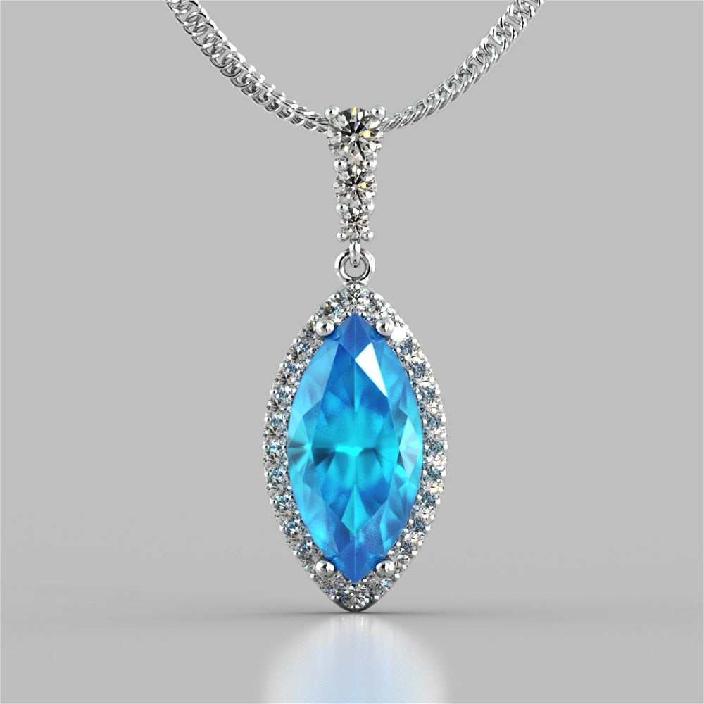 Marquise Cut Drop Style Slider Bail Pendant