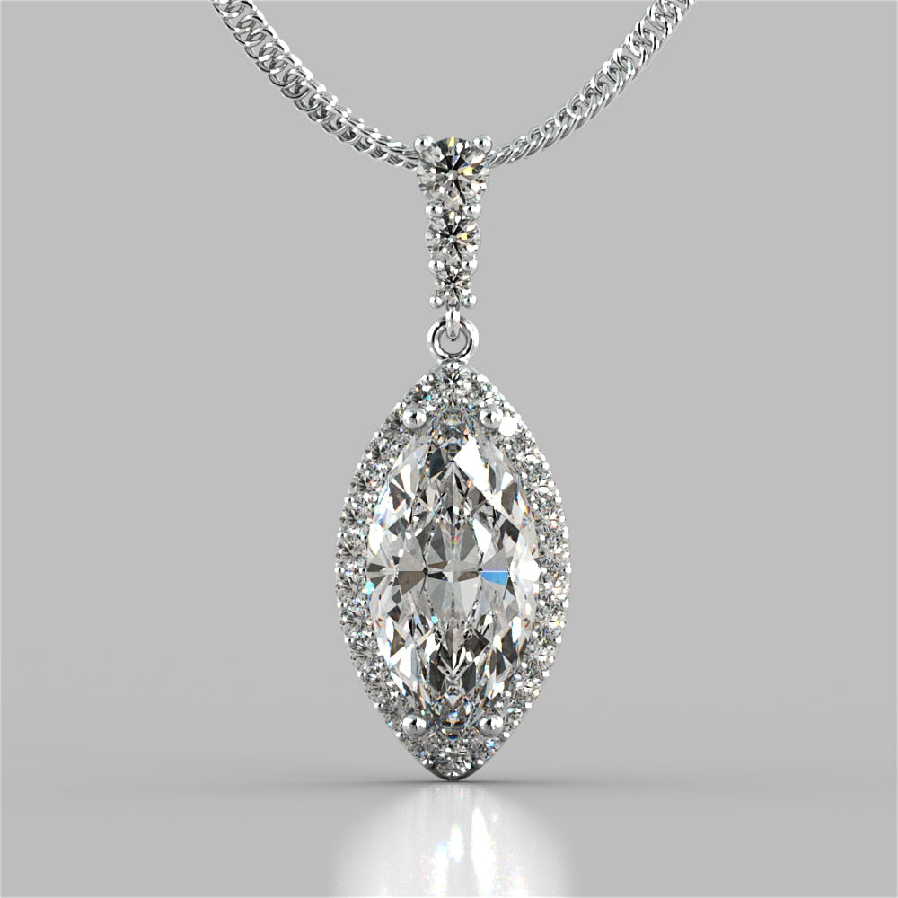 Marquise Cut Drop Style Slider Bail Pendant