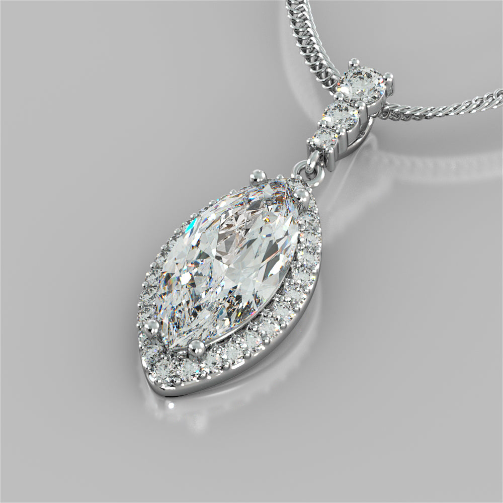 3.31CT Marquise Cut Drop Style Slider Bail Pendant