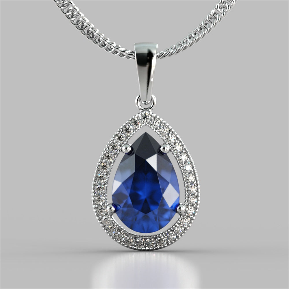 Pear-Cut Halo Pendant