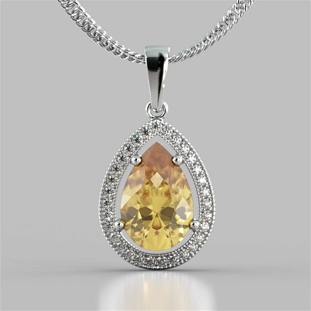 Pear-Cut Halo Pendant