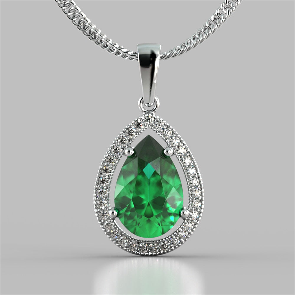 Pear-Cut Halo Pendant