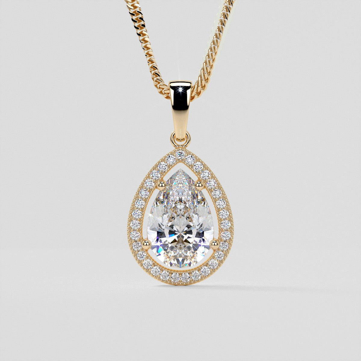 2.16CT Pear-Cut Halo Pendant