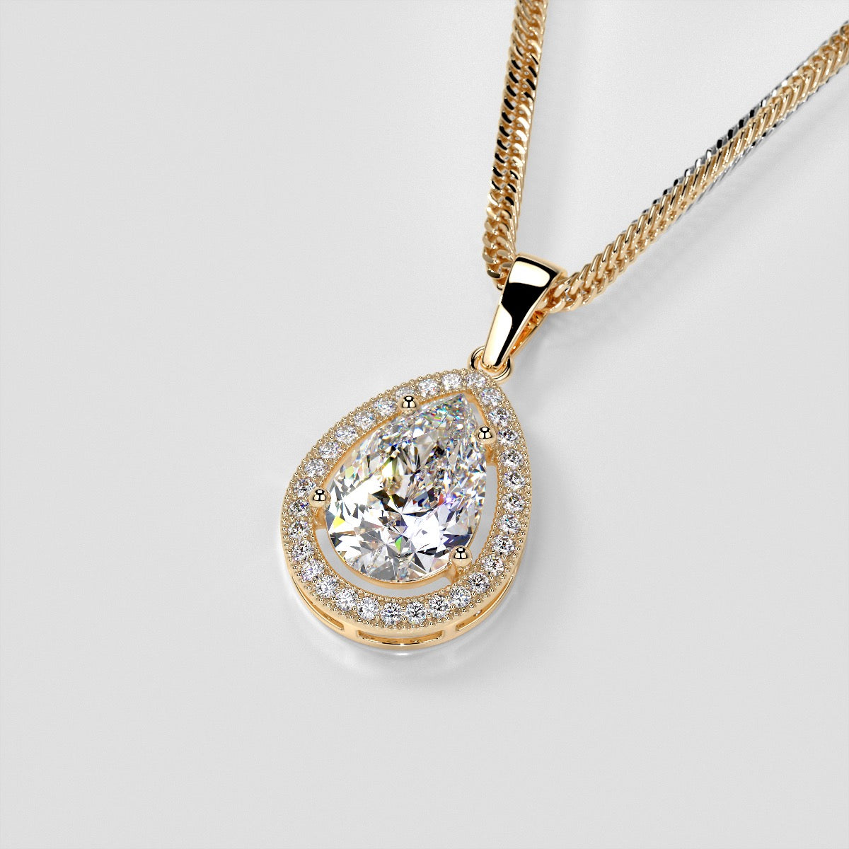 2.16CT Pear-Cut Halo Pendant