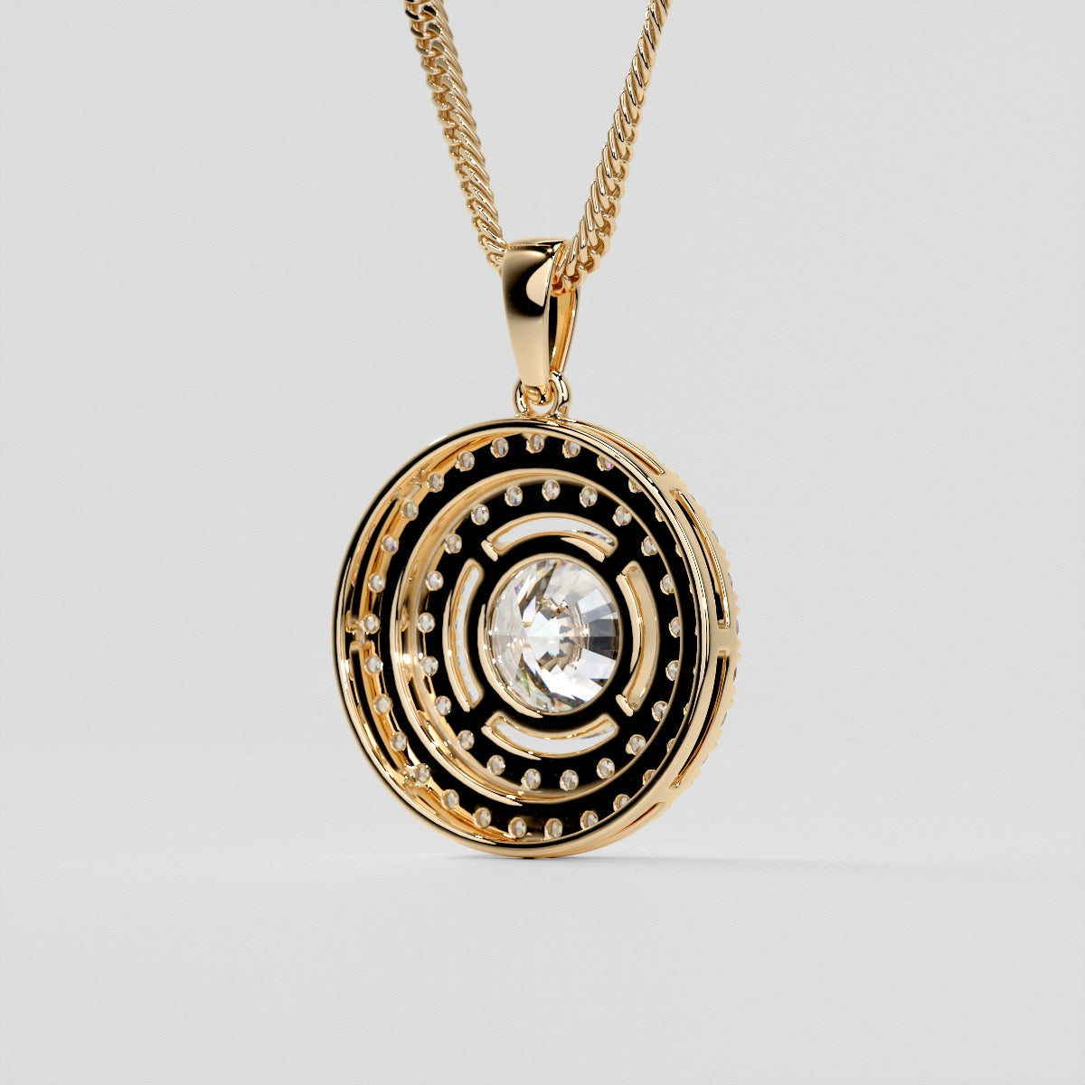 2.75CT Round Cut Double Pave Style Halo Pendant