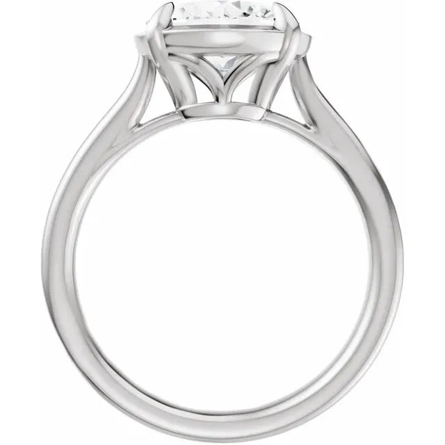 Oval Cut Lab Grown Diamond Bezel Set Engagement Ring with Claw Prongs
