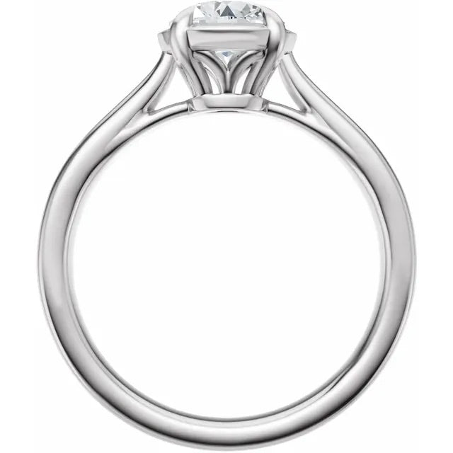 Round Cut Lab Grown Diamond Bezel Set Engagement Ring with Claw Prongs