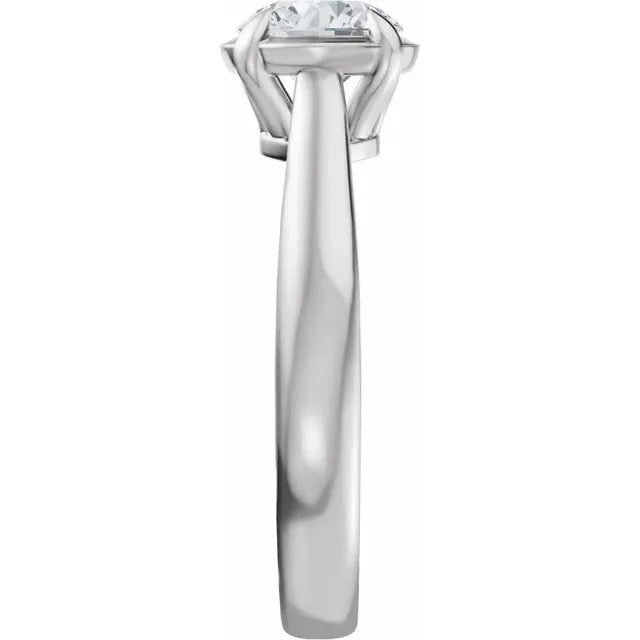 Round Cut Lab Grown Diamond Bezel Set Engagement Ring with Claw Prongs