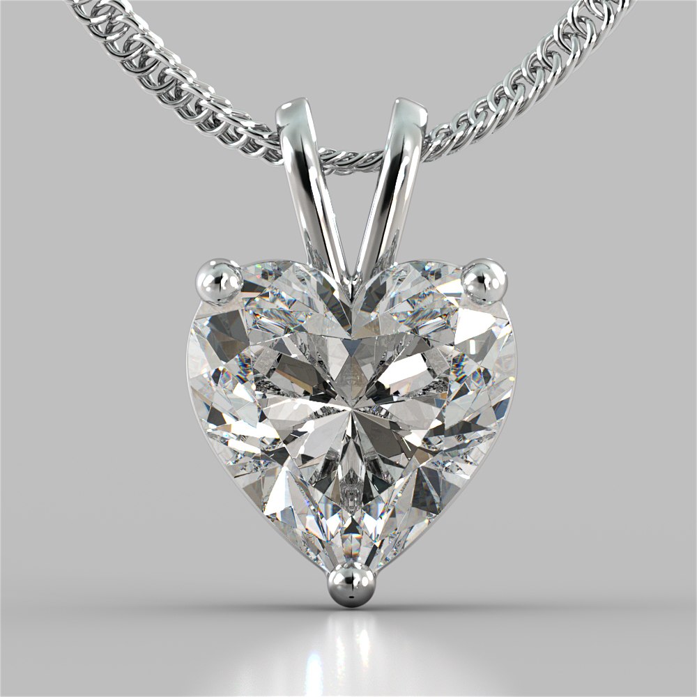 Lab Grown Diamond Heart Cut Solitaire Pendant With Diamond Cut Cable Chain Included