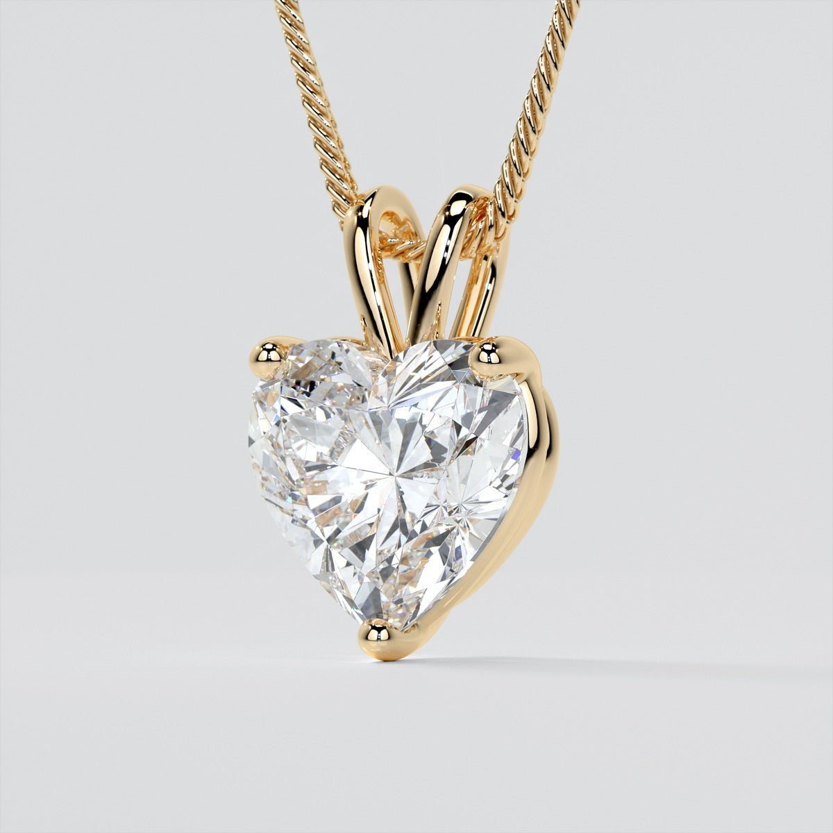3.0Ct Heart Cut Solitaire Pendant With Diamond Cut Cable Chain in 14K White Gold - Same Day Shipping