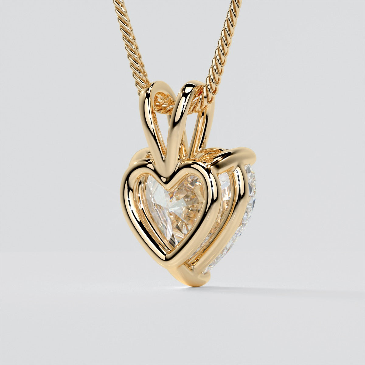 3.0Ct Heart Cut Solitaire Pendant With Diamond Cut Cable Chain in 14K White Gold - Same Day Shipping