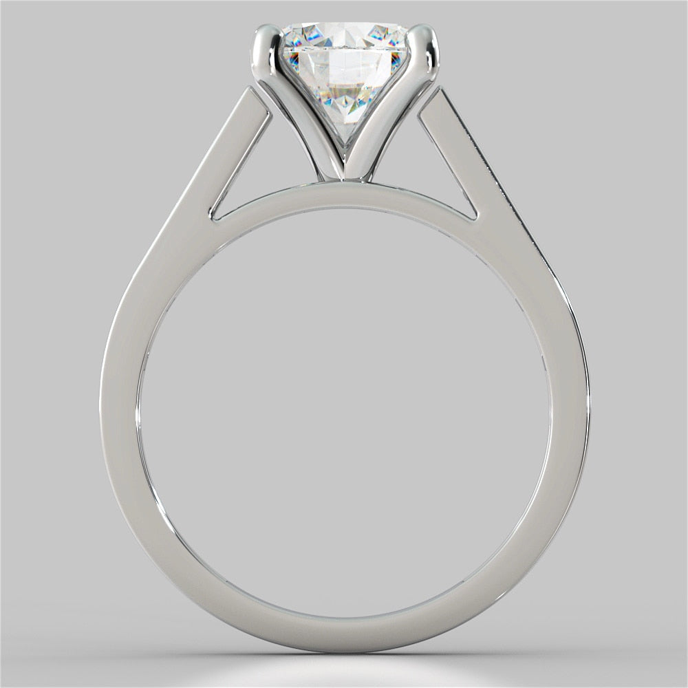Round Cut Wedding Set With 2 Matching Wedding Bands And Baguette Accents