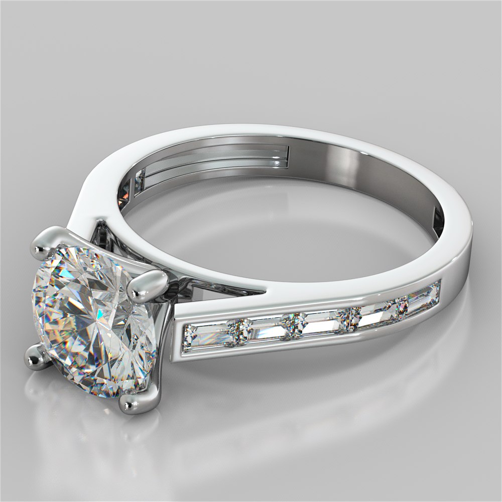 Round Cut and Baguettes Wedding Set