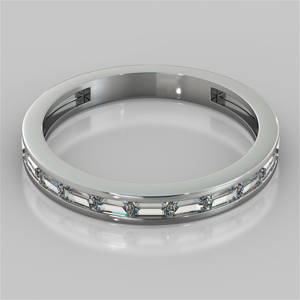 Channel Set Baguettes Wedding Band