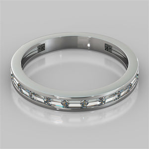 Channel Set Baguettes Wedding Band