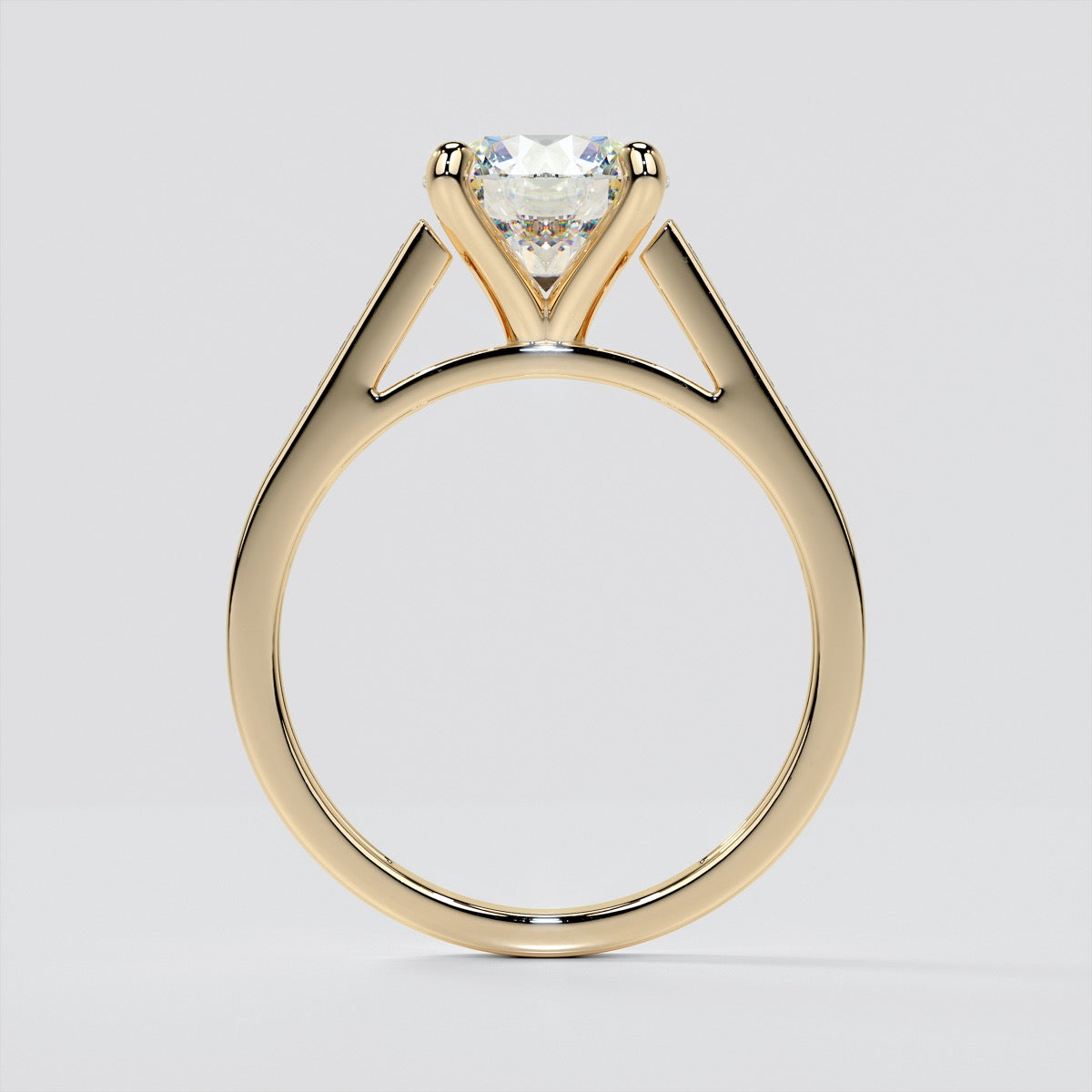Round Cut Wedding Set With 2 Matching Wedding Bands And Baguette Accents