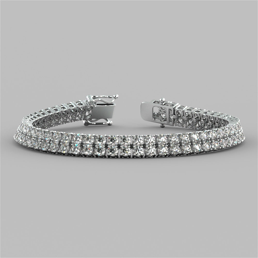 Round Cut Double Tier Tennis Bracelet in 14K Gold