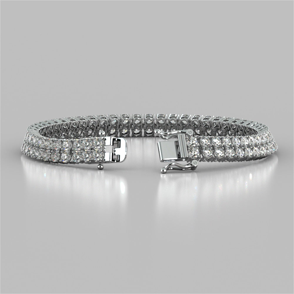 Round Cut Double Tier Tennis Bracelet in 14K Gold