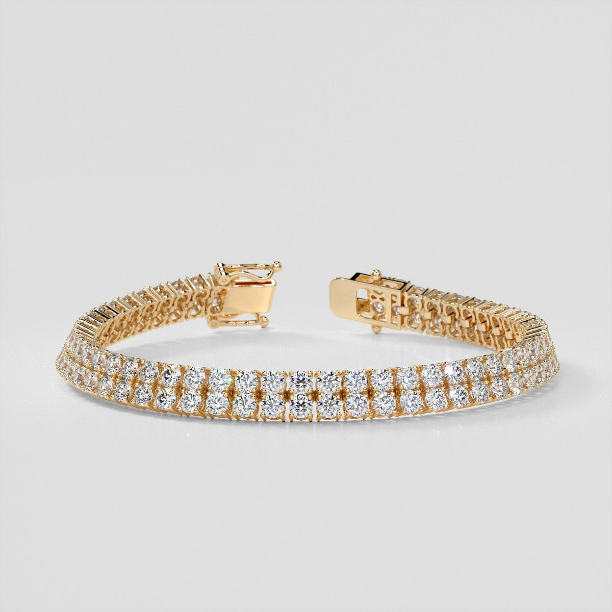 Round Cut Double Tier Tennis Bracelet in 14K Gold