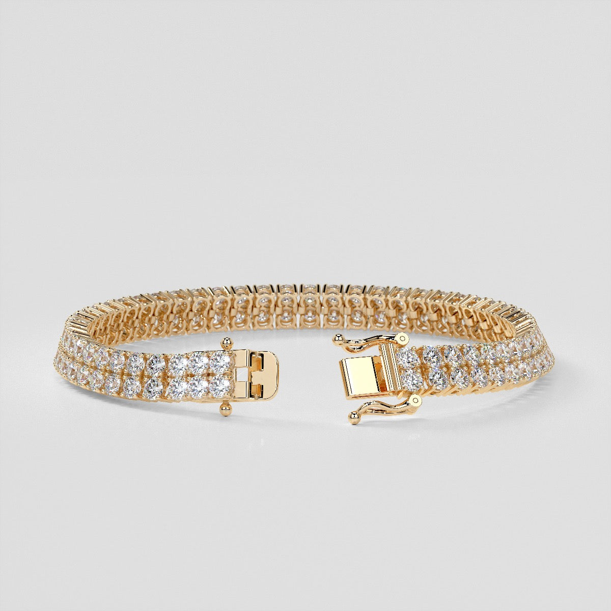 Round Cut Double Tier Tennis Bracelet in 14K Gold