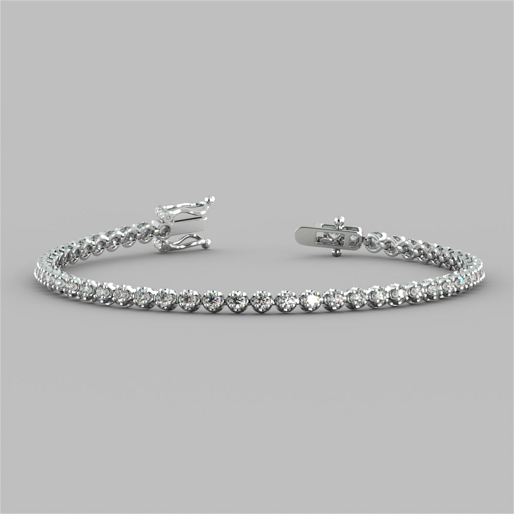 2.48Ct Round Cut Tennis Bracelet in 14K White Gold