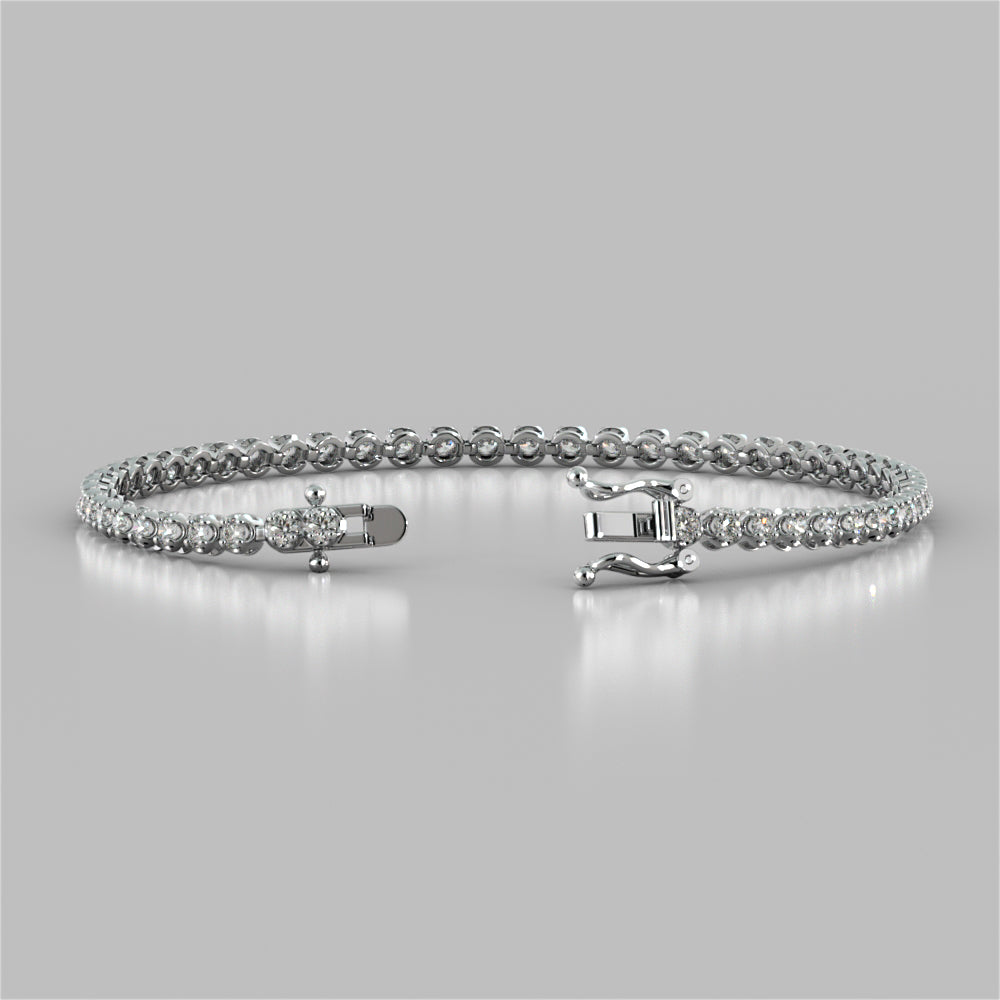 2.48Ct Round Cut Tennis Bracelet in 14K White Gold