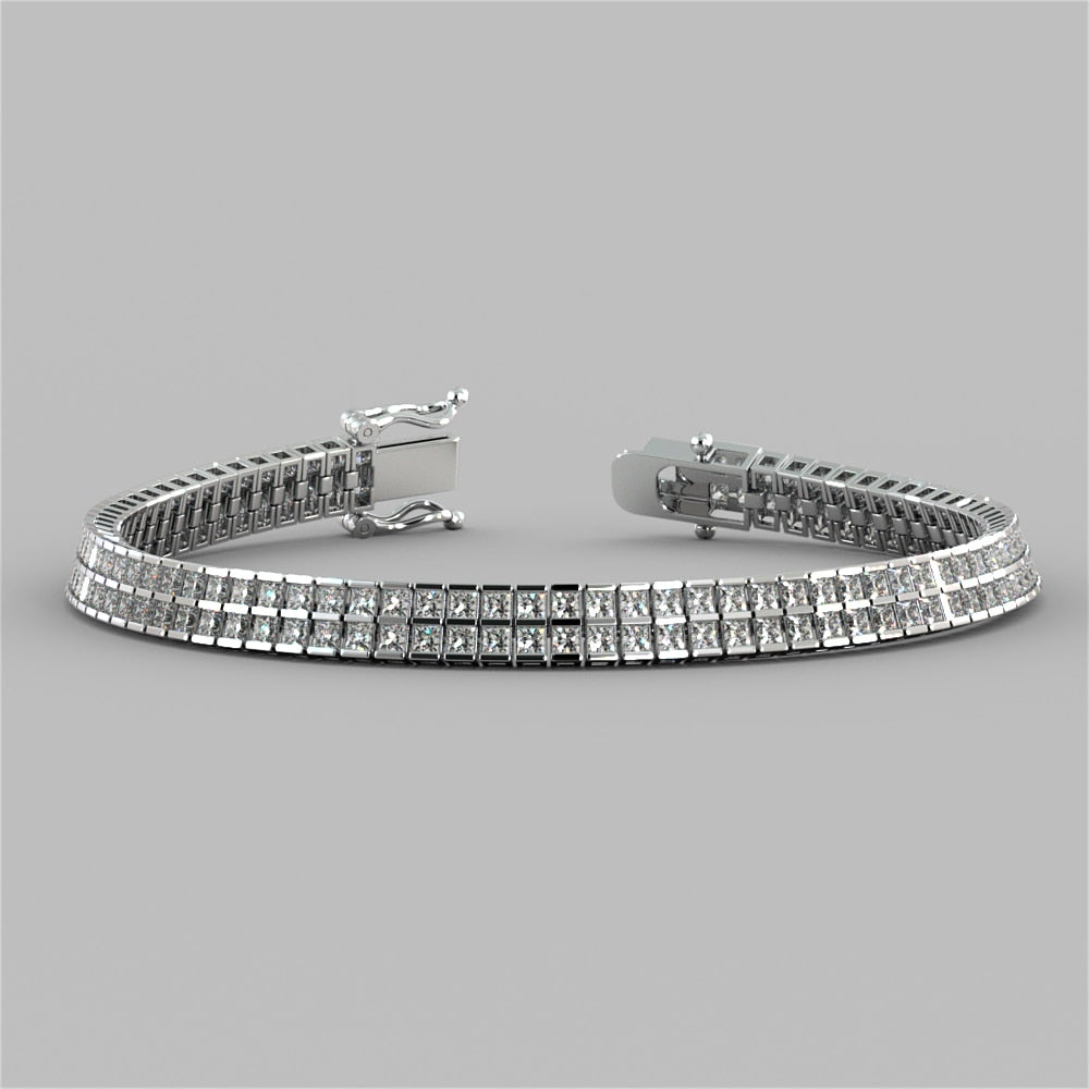 Princess Cut Double Tier Tennis Bracelet in 14k Gold