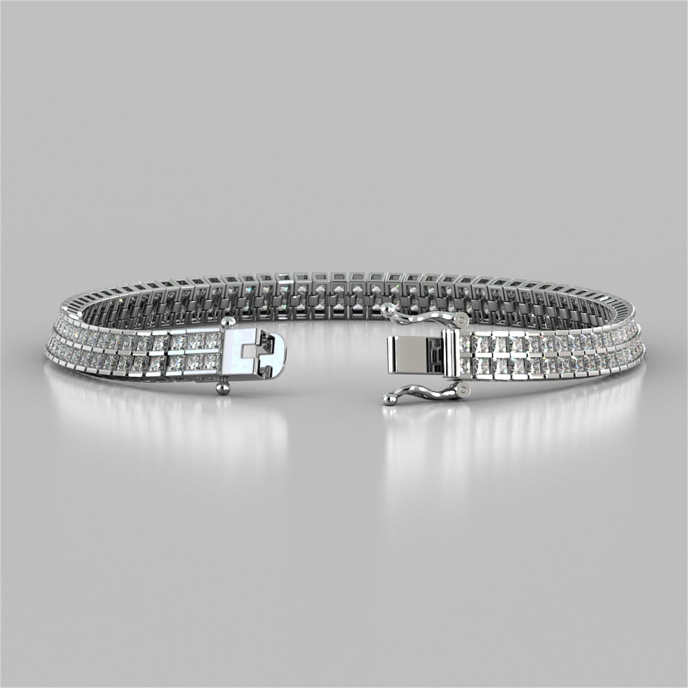 Princess Cut Double Tier Tennis Bracelet in 14k Gold