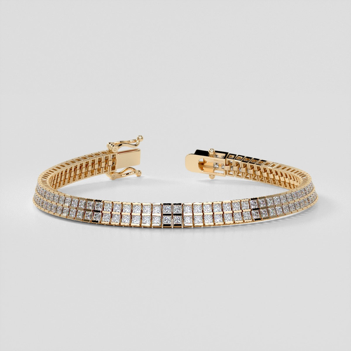 Princess Cut Double Tier Tennis Bracelet in 14k Gold