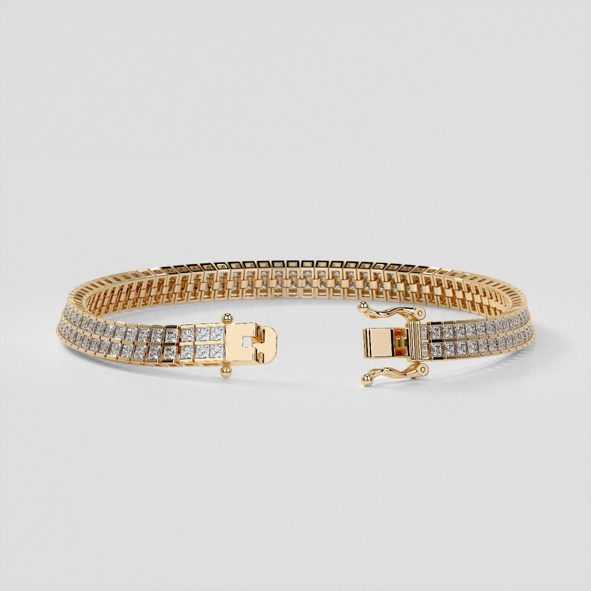 Princess Cut Double Tier Tennis Bracelet in 14k Gold