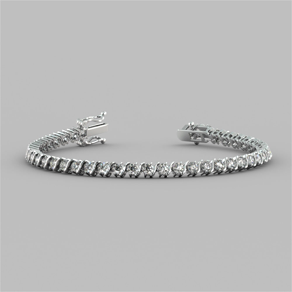 S-Figure Round Cut Tennis Bracelet in 14K Gold