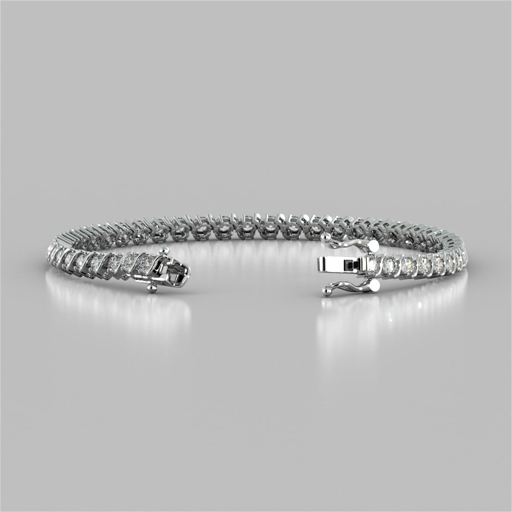 S-Figure Round Cut Tennis Bracelet Set in 925 Sterling Silver