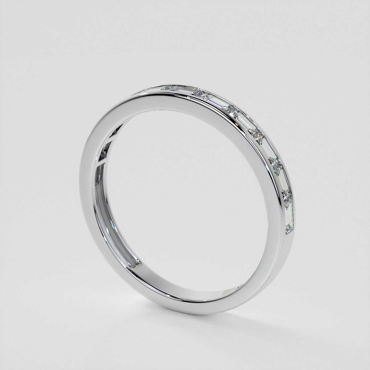 2.0CT Radiant Cut Lab Grown Channel Baguettes Engagement Ring